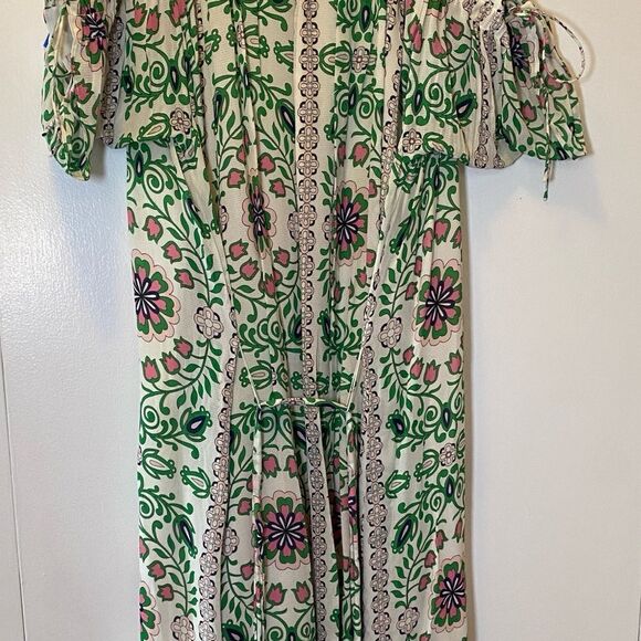 TORY BURCH Asilomar Garden Party Asilomar Floral Dress White Purple Green 10 - Picture 8 of 13